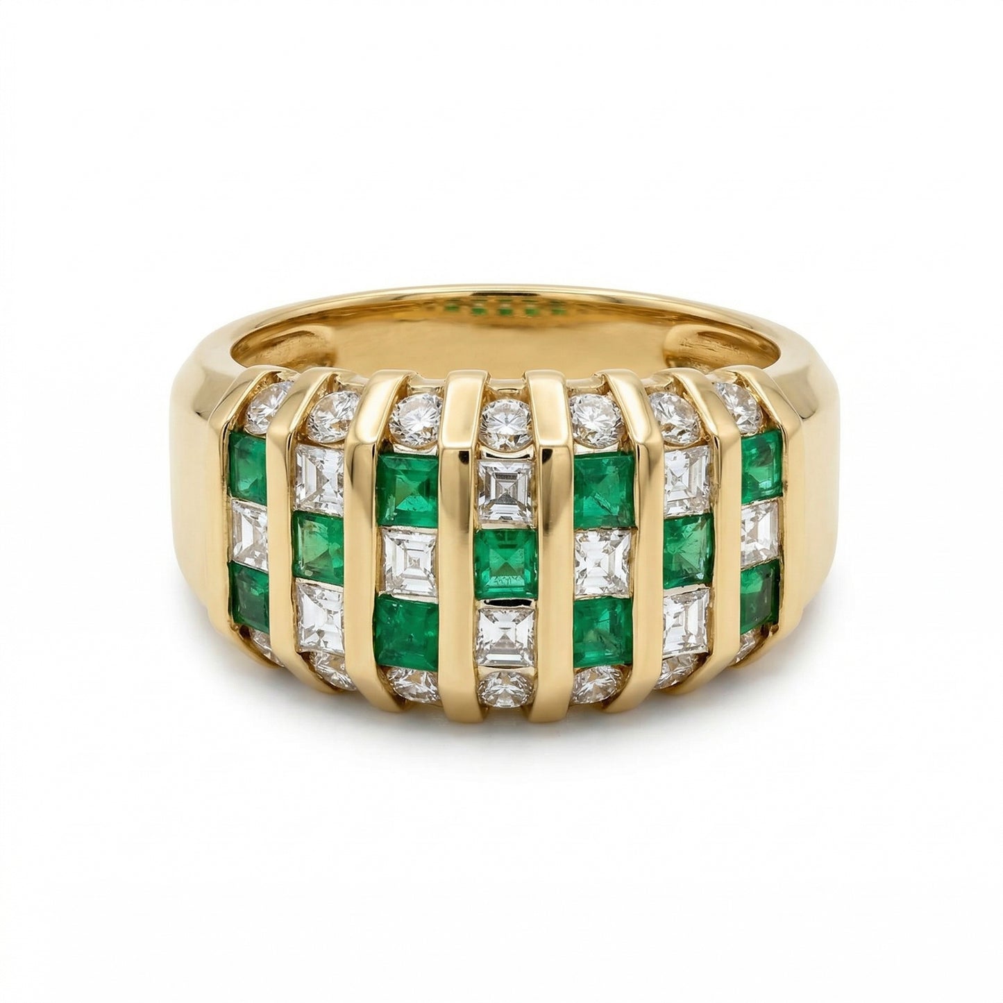 Checkerboard Emerald Ring