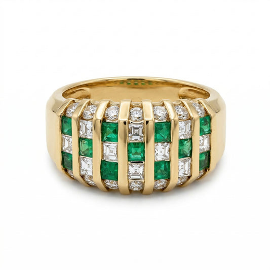 Checkerboard Emerald Ring