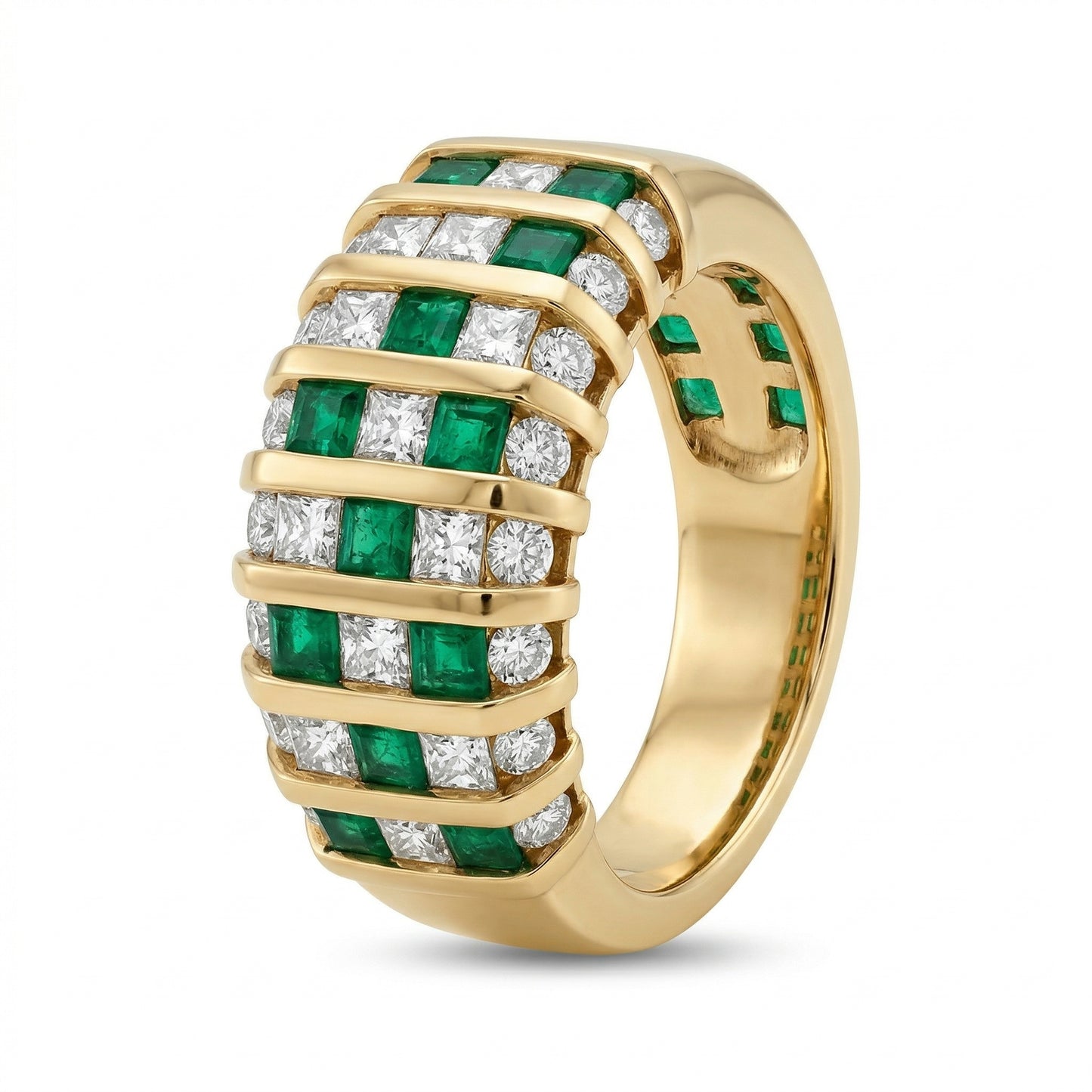 Checkerboard Emerald Ring