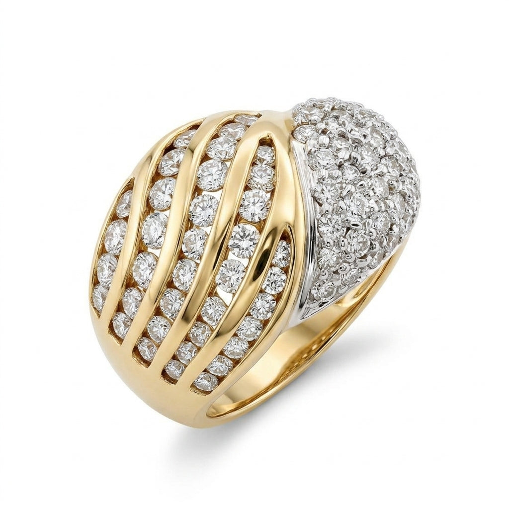 Diamond Pavé & Channel-Set Bombé Cocktail Ring