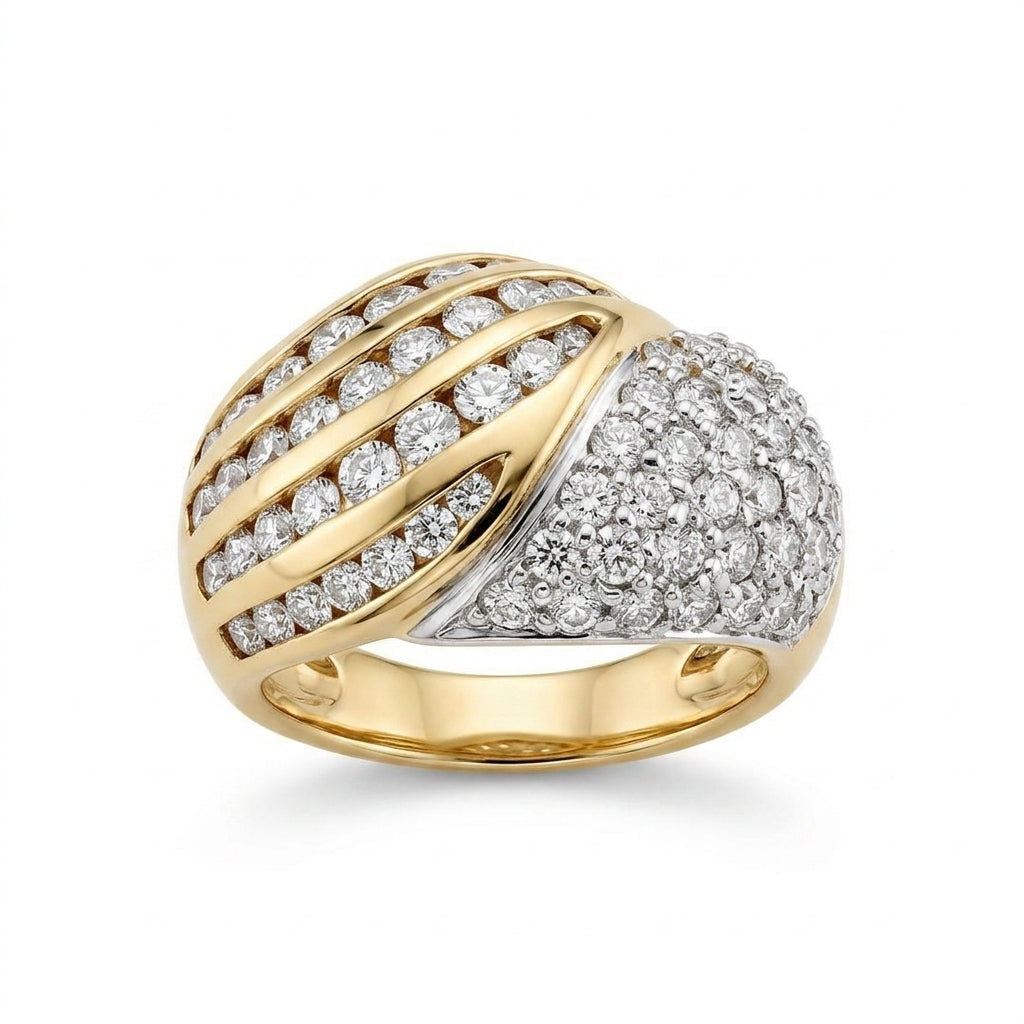 Diamond Pavé & Channel-Set Bombé Cocktail Ring