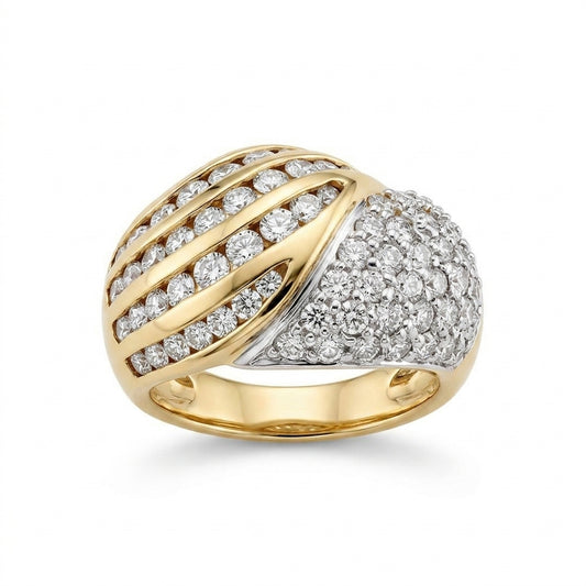 Diamond Pavé & Channel-Set Bombé Cocktail Ring