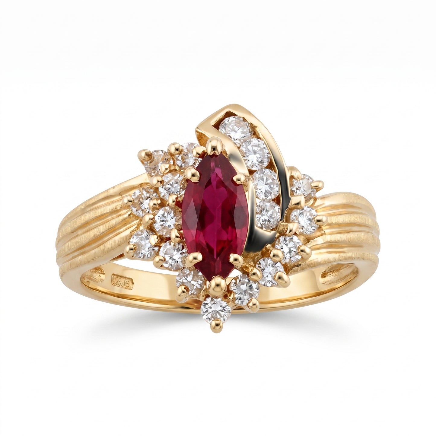 Marquise Ruby & 18-Diamond Ring