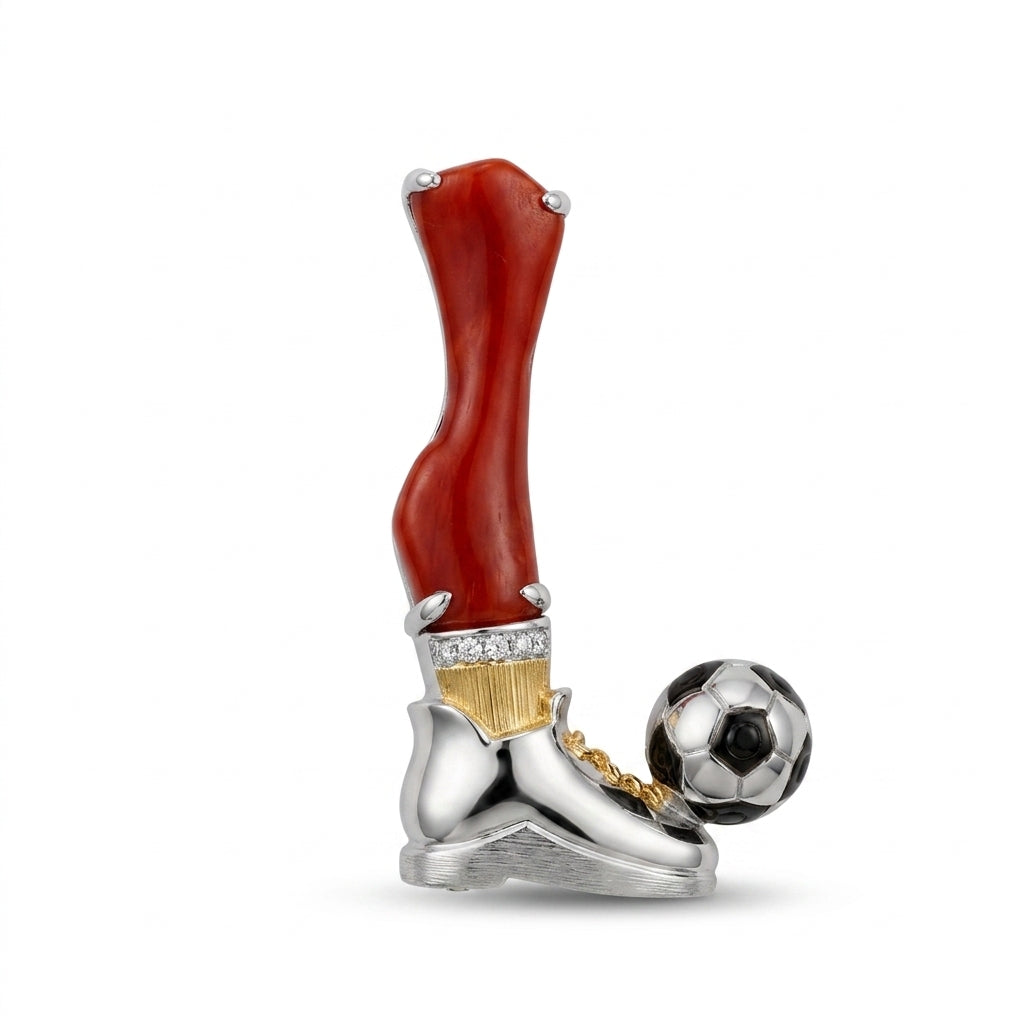 Coral Soccer Brooch