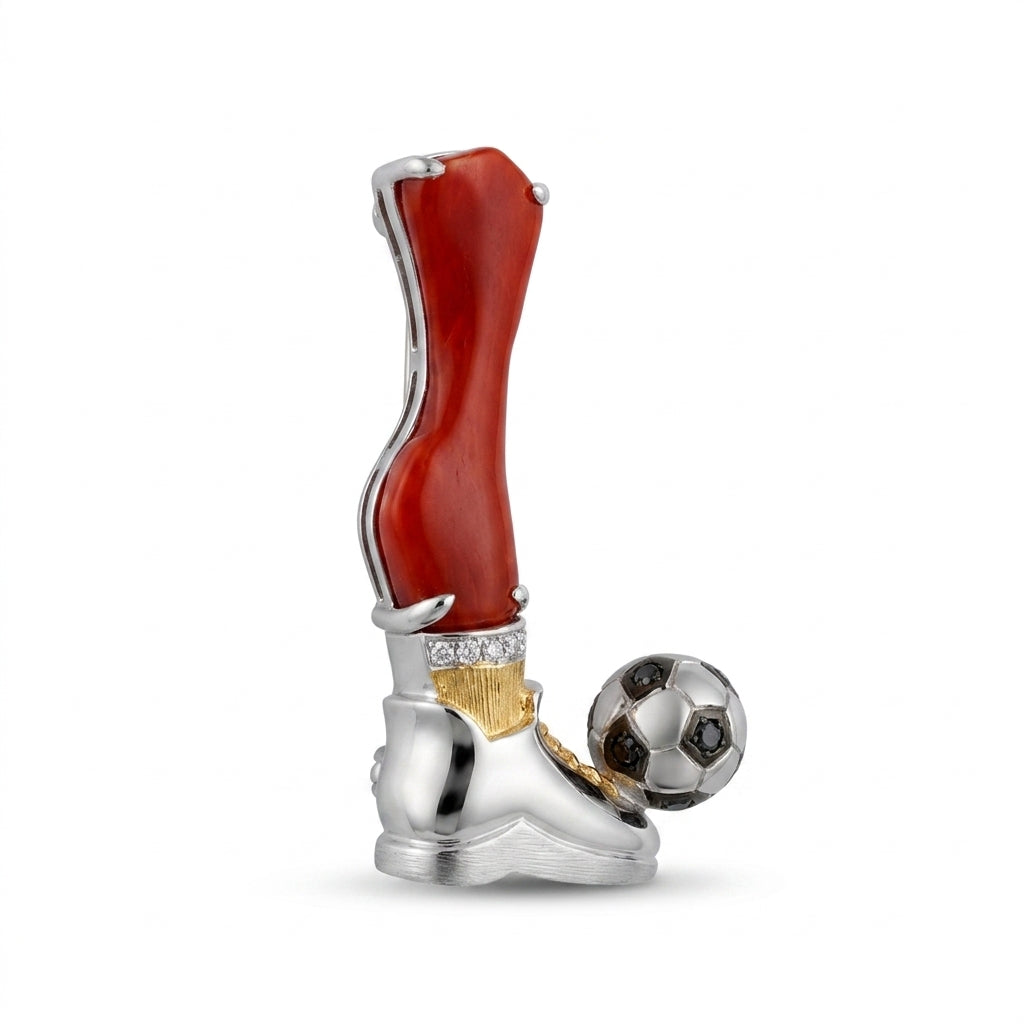 Coral Soccer Brooch