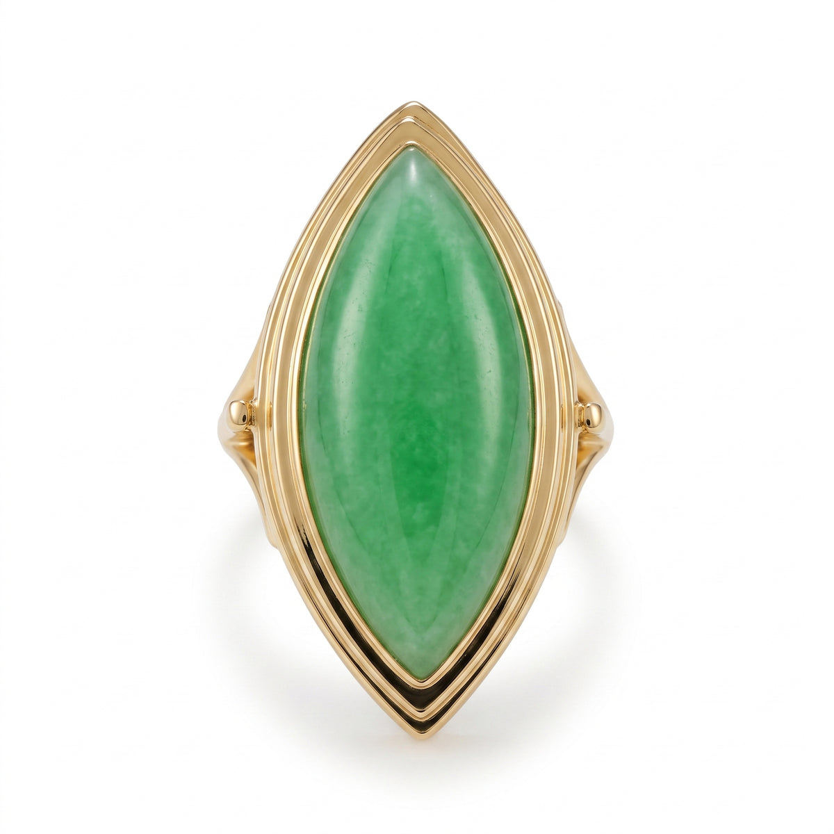 9x23mm Marquise Green Jade Double-Edge Ring