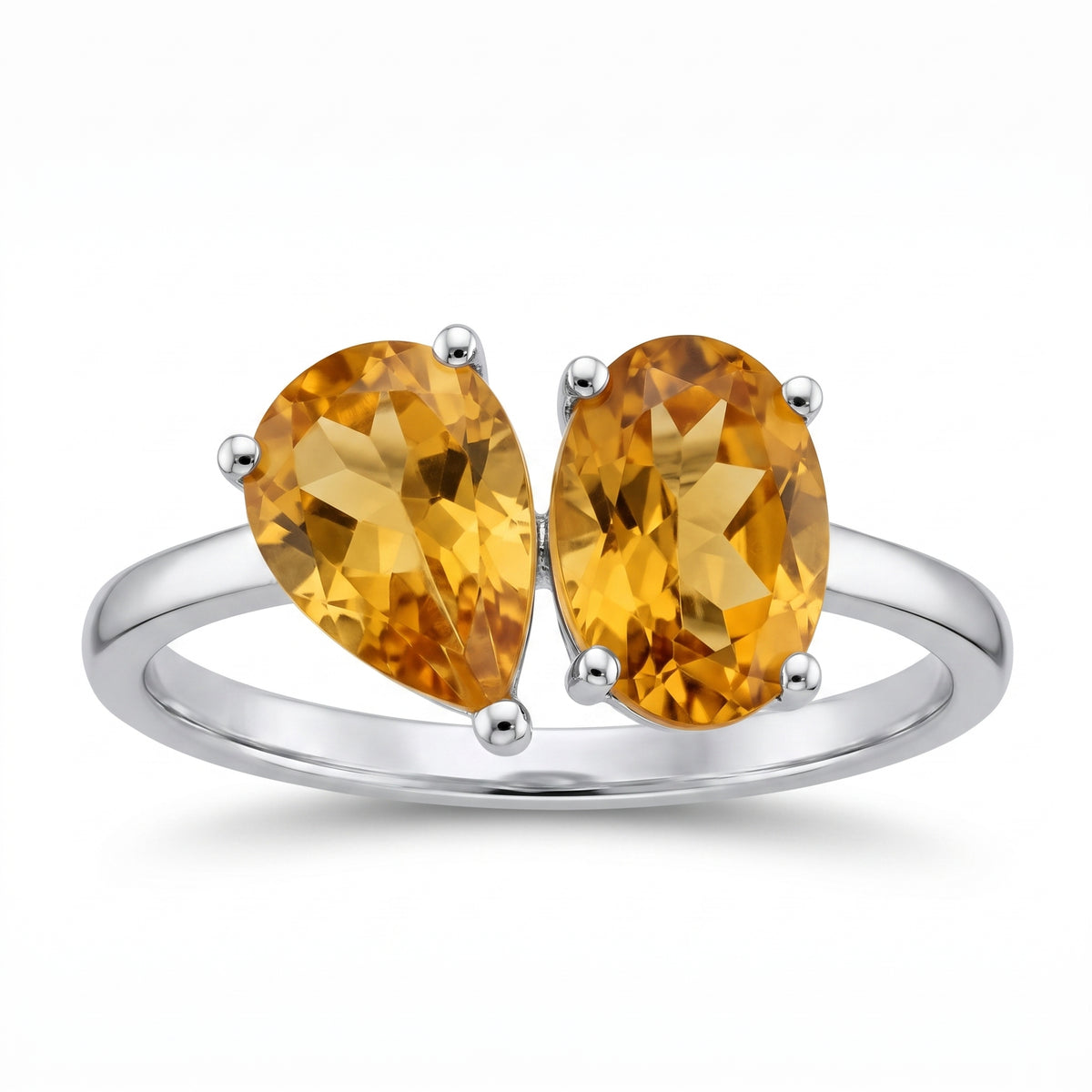 2 Oval & Pear Citrine Ring