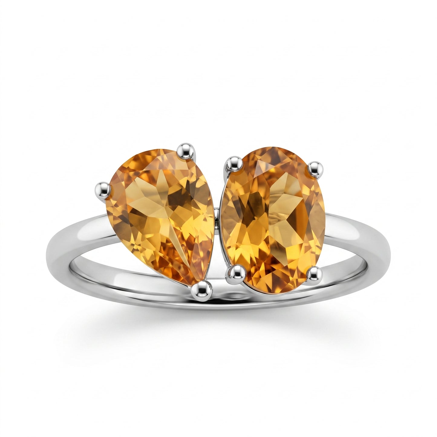 2 Oval & Pear Citrine Ring