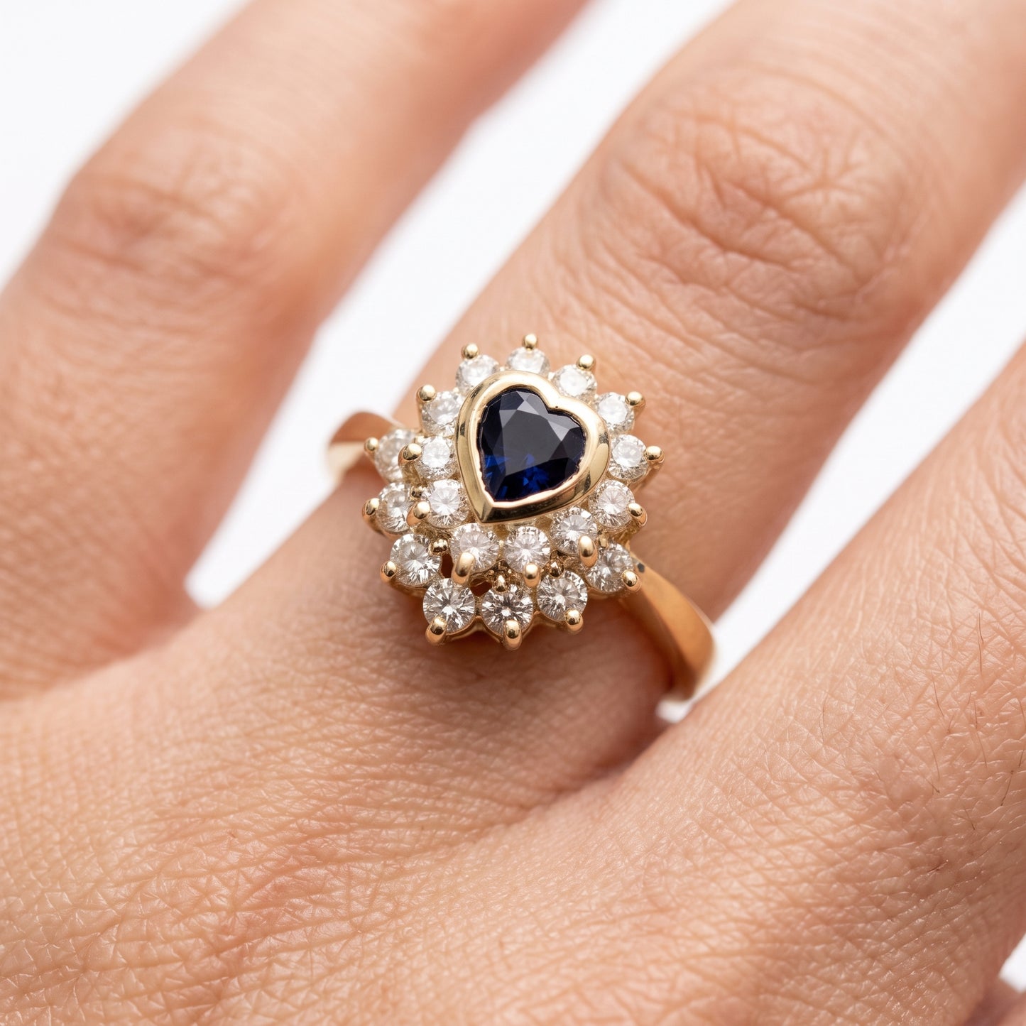 Heart Sapphire & 19-Diamond Ring