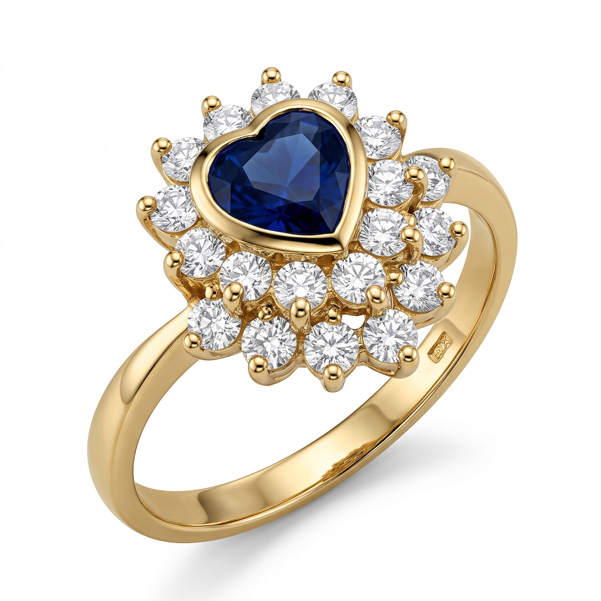 Heart Sapphire & 19-Diamond Ring