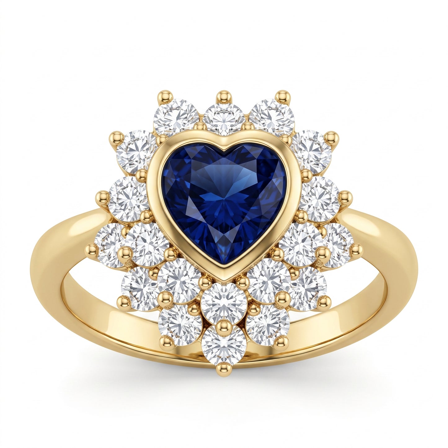 Heart Sapphire & 19-Diamond Ring