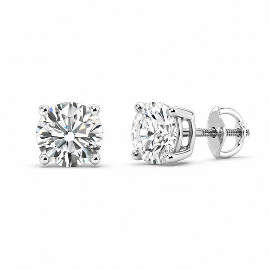 DECA0989W-SB W-2 front and 45 degree showing threaded screw back post round diamond stud earrings
