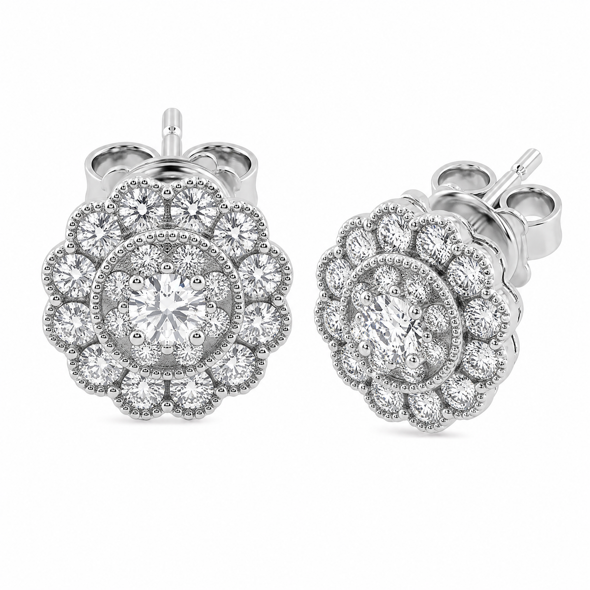 Vintage Flower Diamond Post Earrings