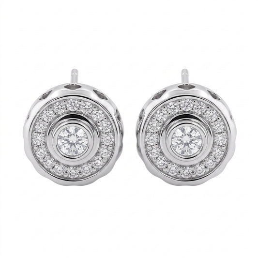 DECY0732W 30-Diamond Bezel Earrings - white background studio view