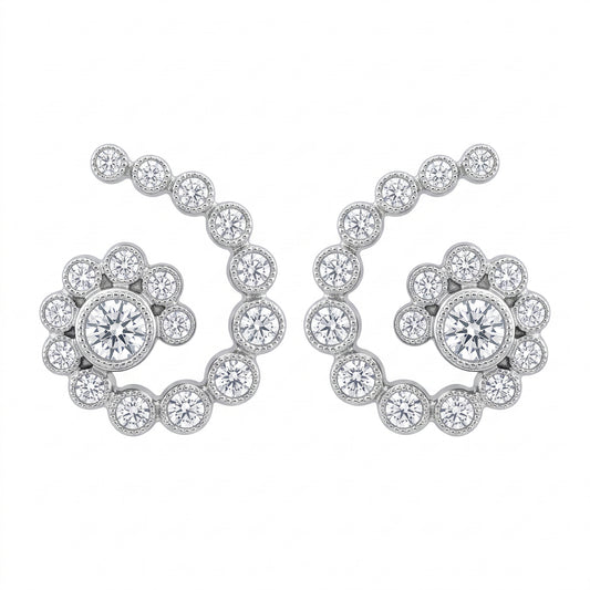 34-Diamond Hoop Earrings in 18K white gold - white background view