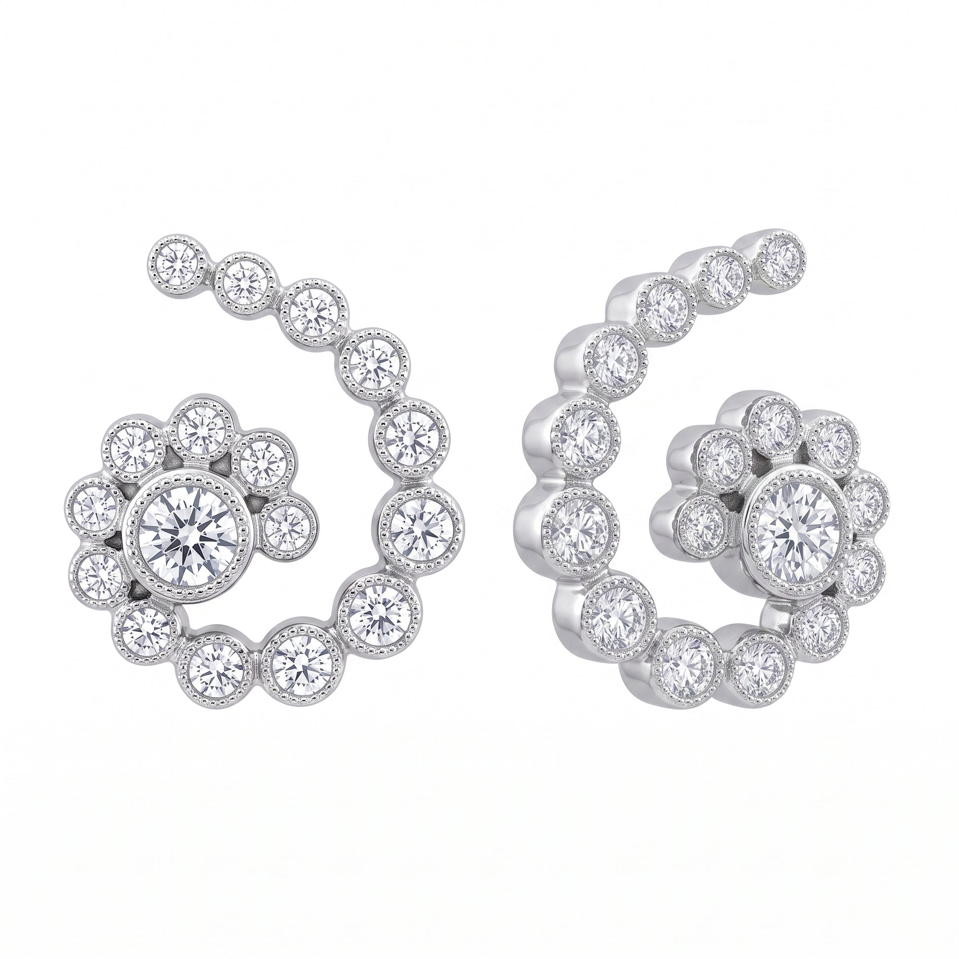 34-Diamond Hoop Earrings in 18K white gold - second white background view