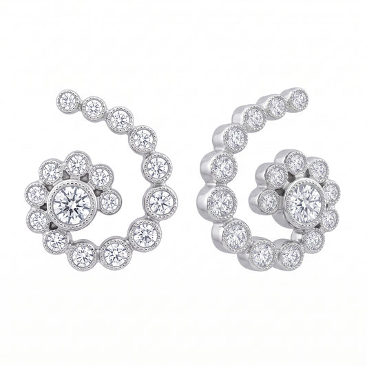 34-Diamond Hoop Earrings in 18K white gold - second white background view