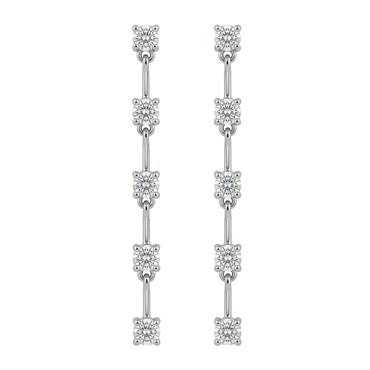 10-Diamond Long Dangle Post Earrings