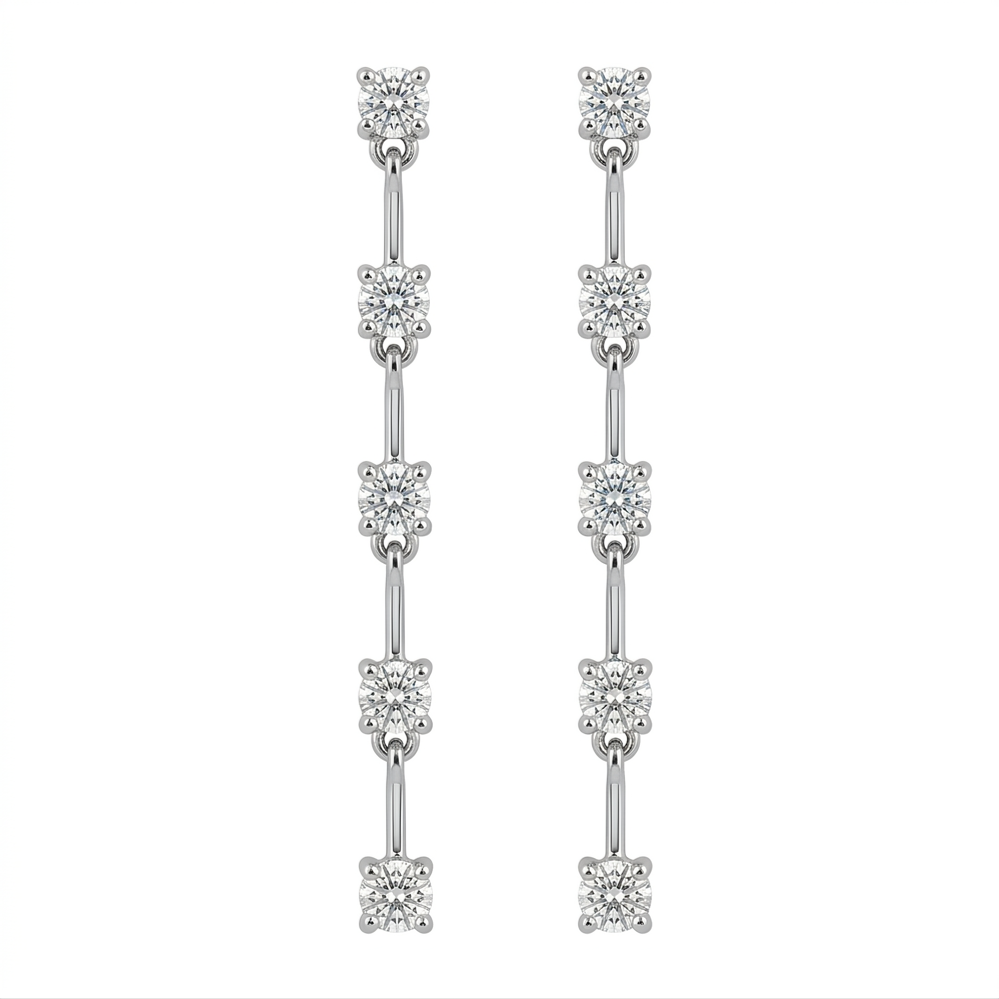 10-Diamond Long Dangle Post Earrings