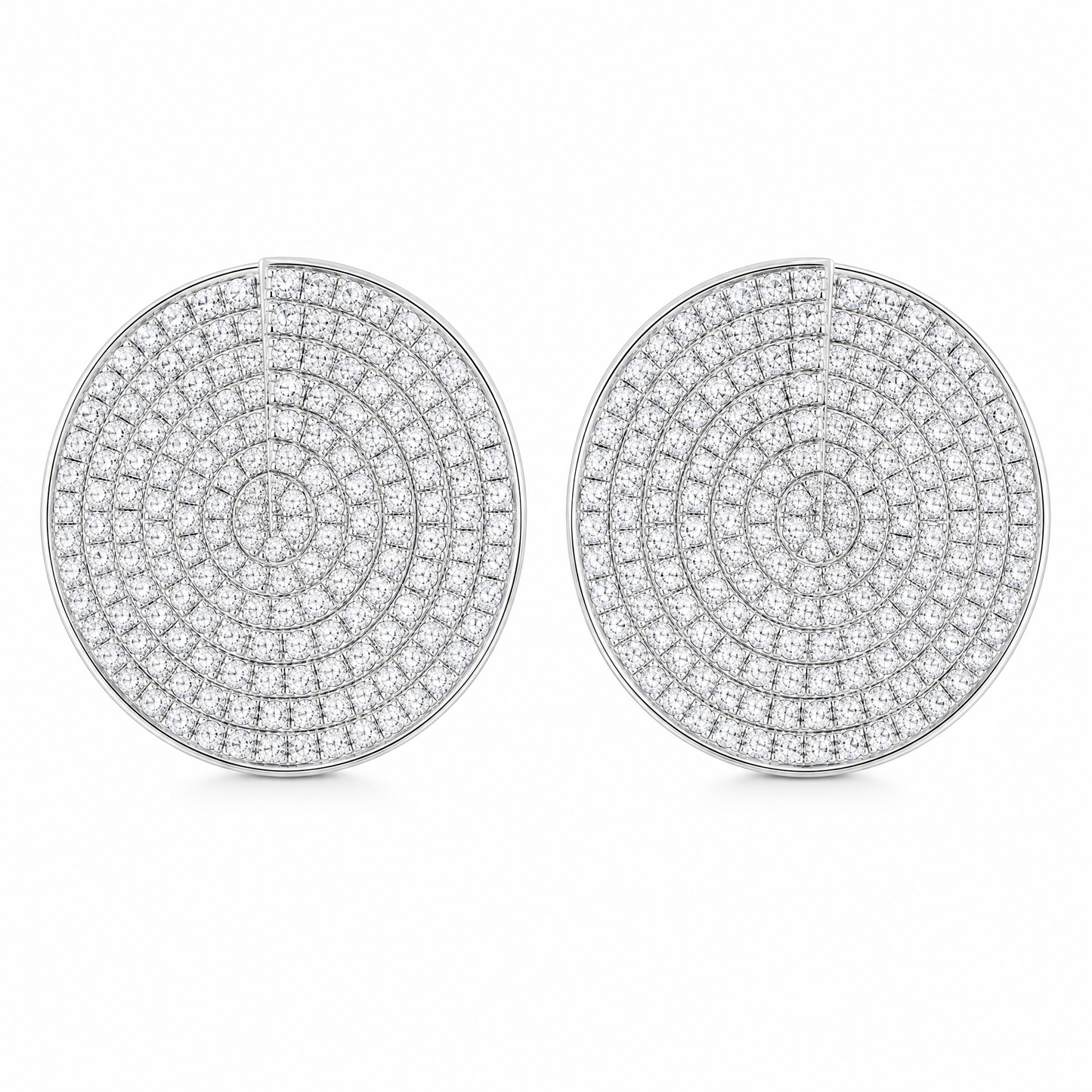DECY0935W W-1 frontal pair - full pave diamond round disc clip earrings in 18K white gold