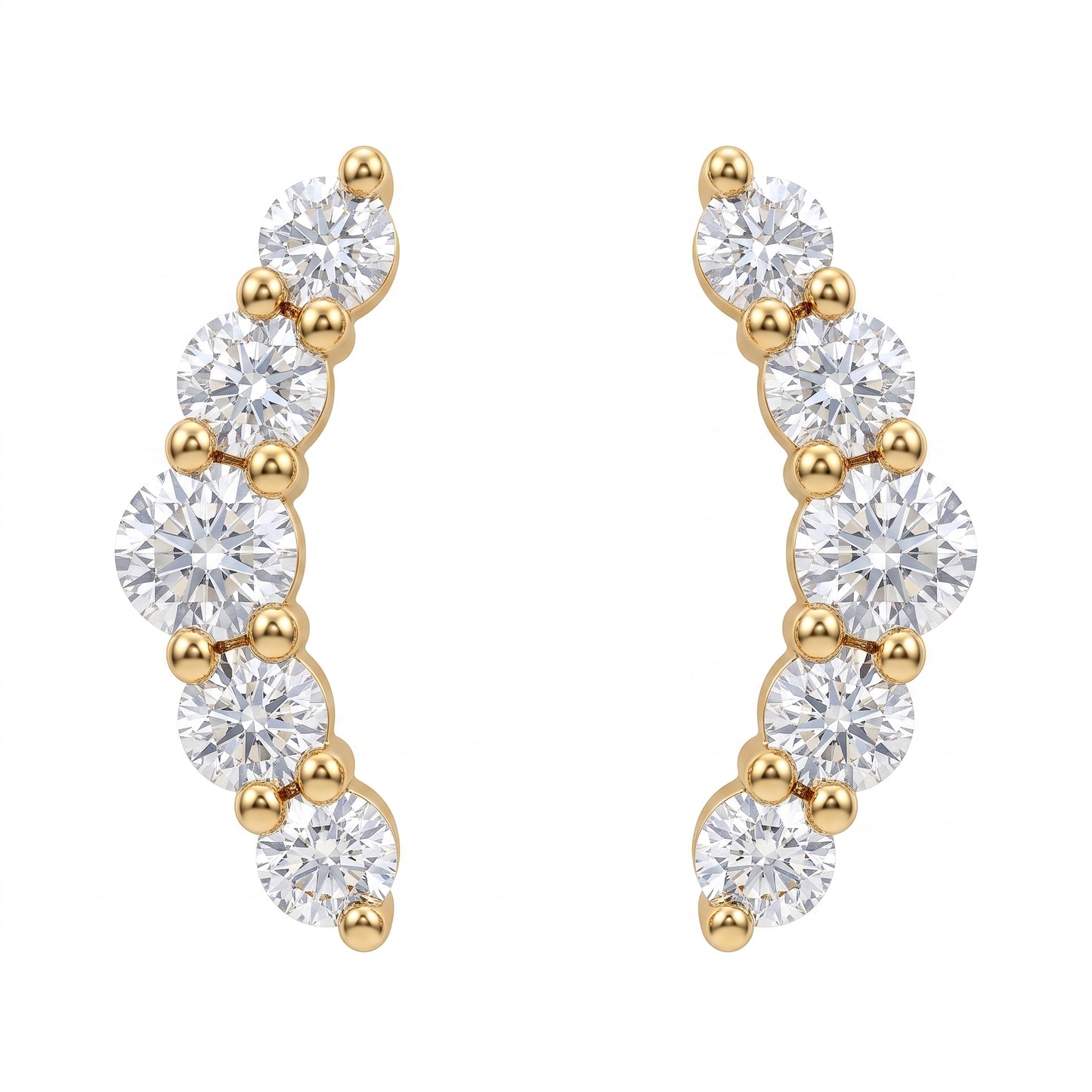 10-Diamond Curved Earrings, 3x11mm - white background