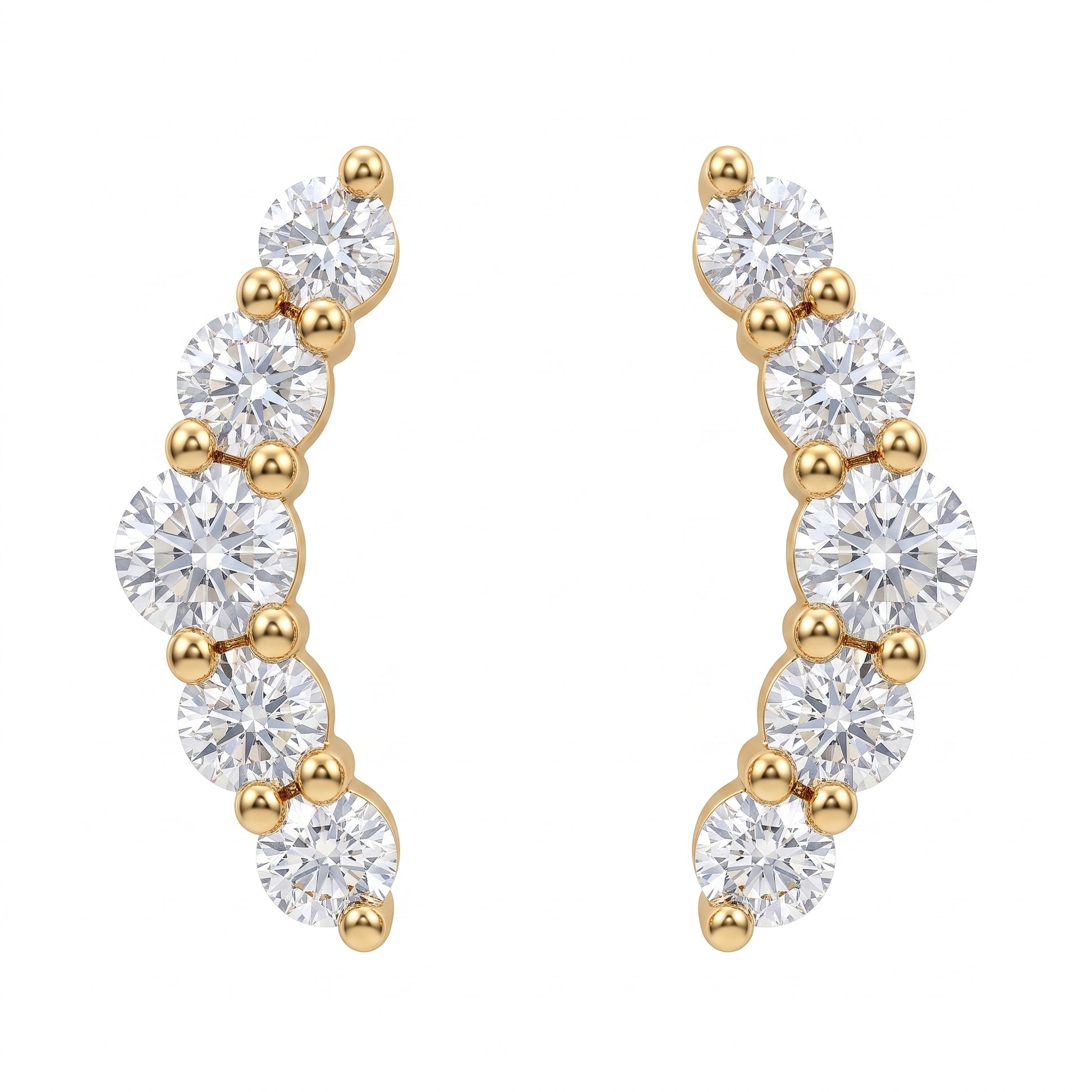 10-Diamond Curved Earrings, 3x11mm - white background