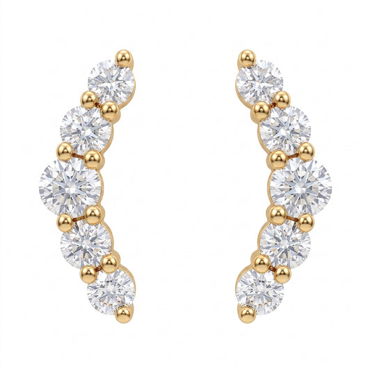10-Diamond Curved Earrings, 3x11mm - white background