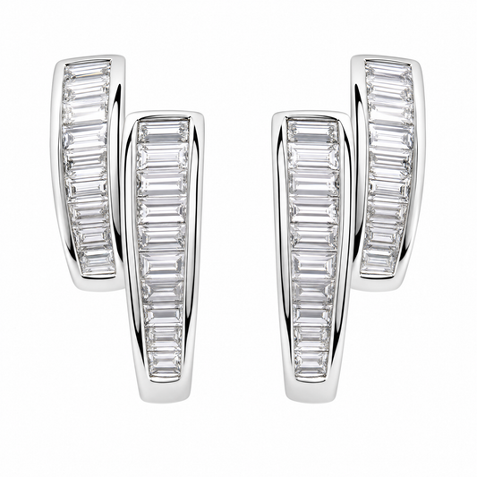DEDY0088W W-1 frontal pair - tapered baguette diamond double-channel clip earrings