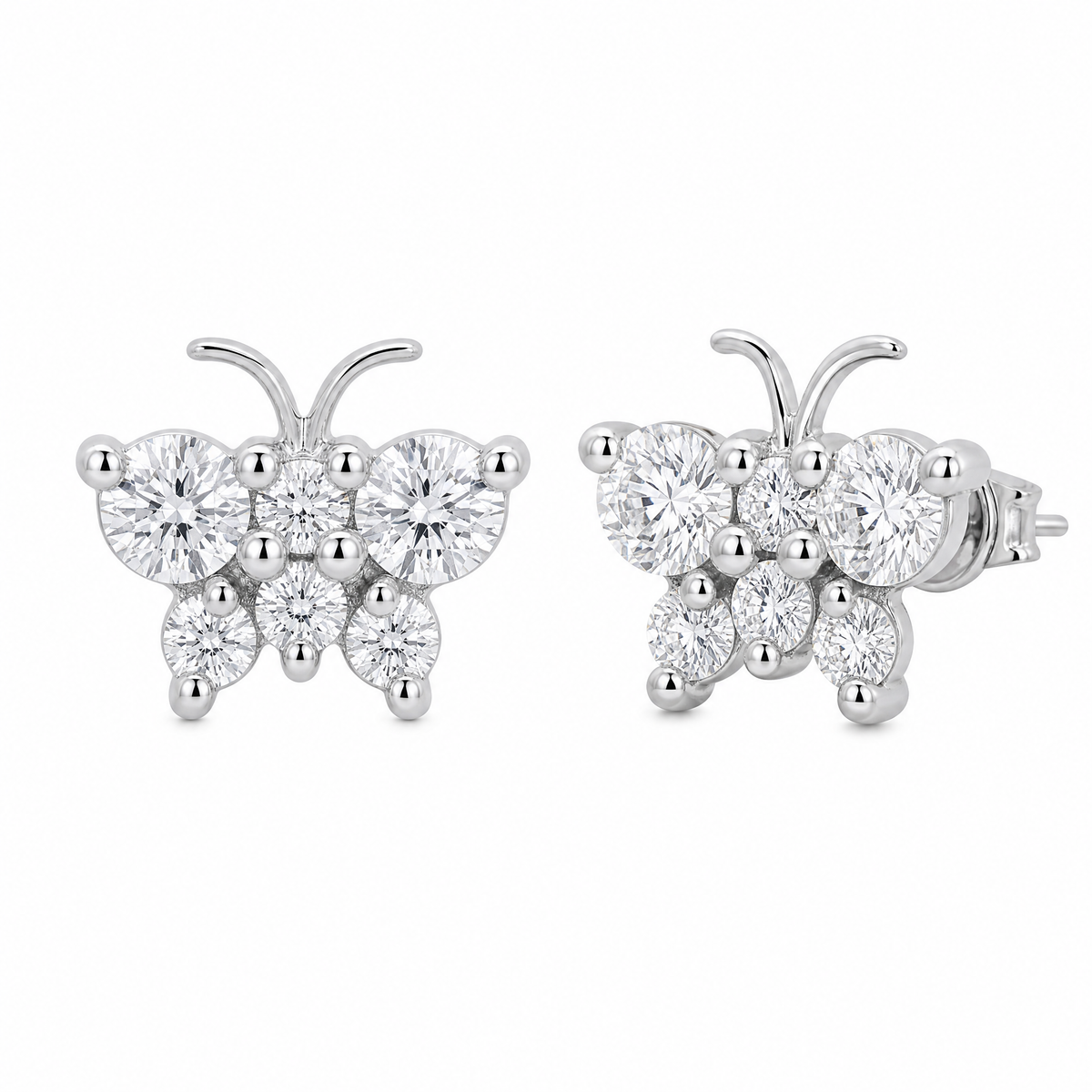 12-Diamond Butterfly Stud Earrings