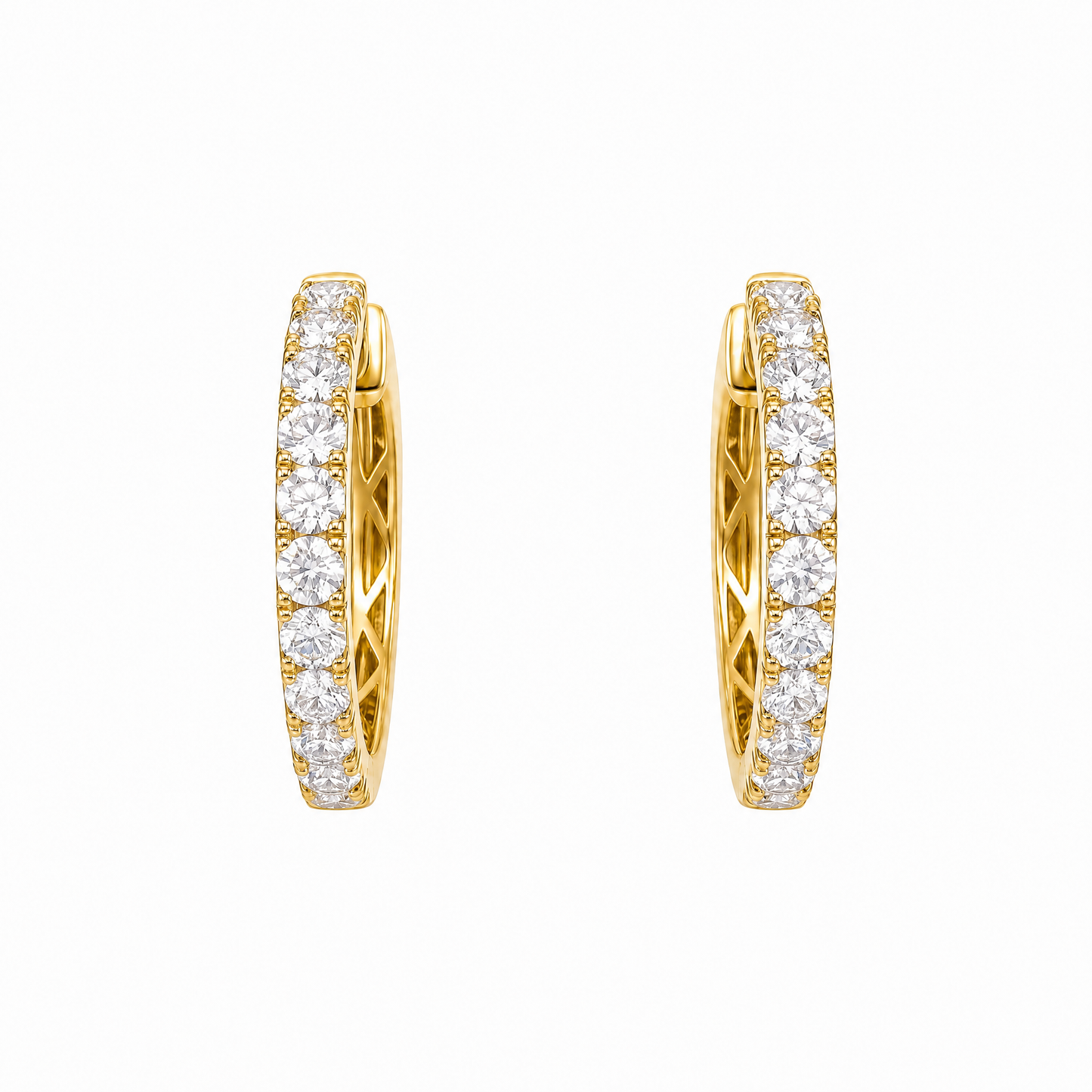 1.93 Carat Round Diamond Prong-Set Oval Hoop Earrings