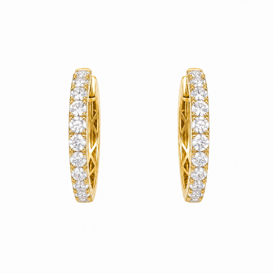1.93 Carat Round Diamond Prong-Set Oval Hoop Earrings