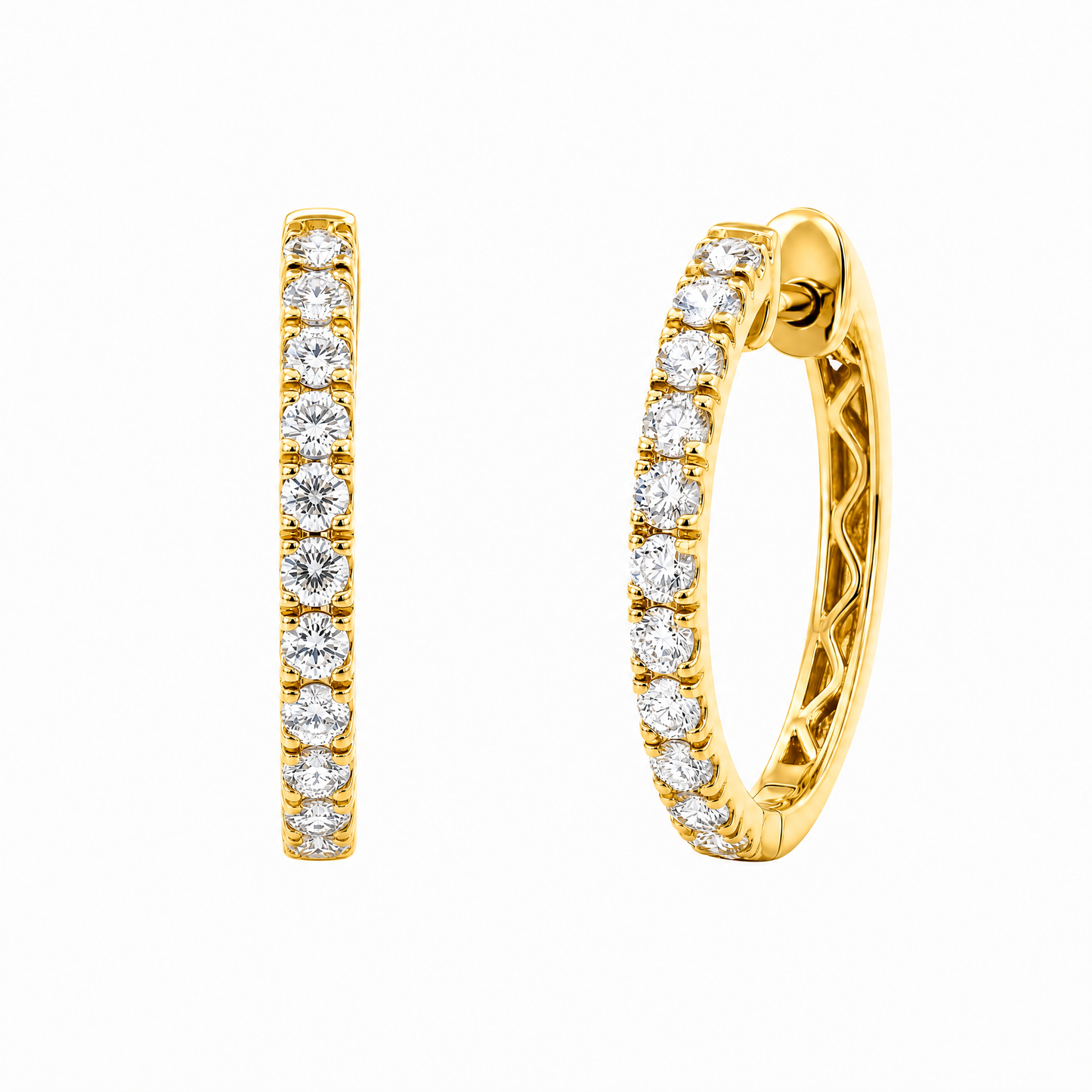 1.93 Carat Round Diamond Prong-Set Oval Hoop Earrings