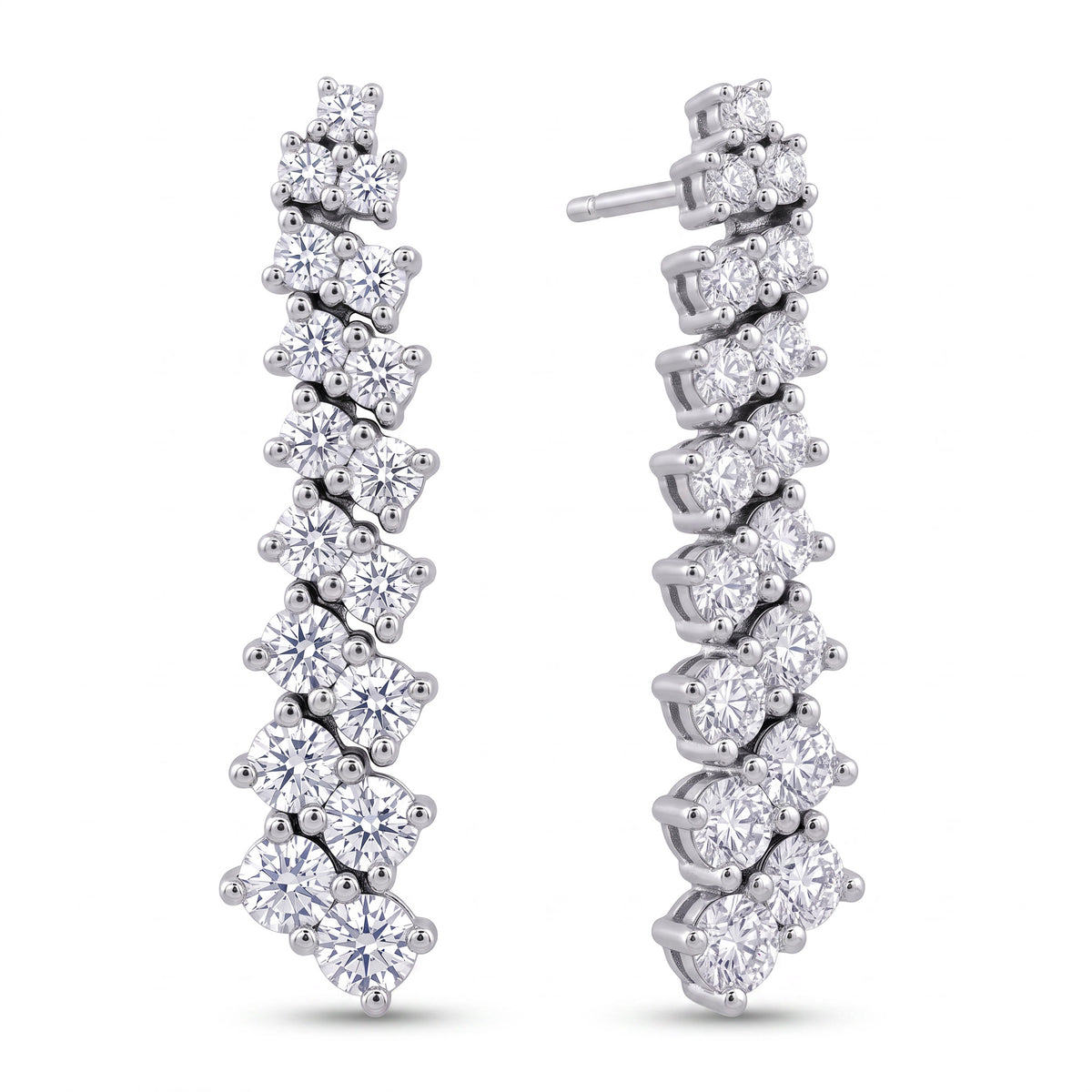 34-Diamond Graduated Dangle Post Earrings