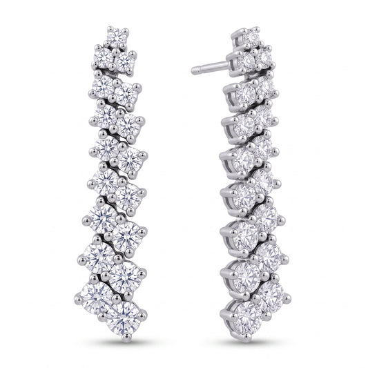 34-Diamond Graduated Dangle Post Earrings