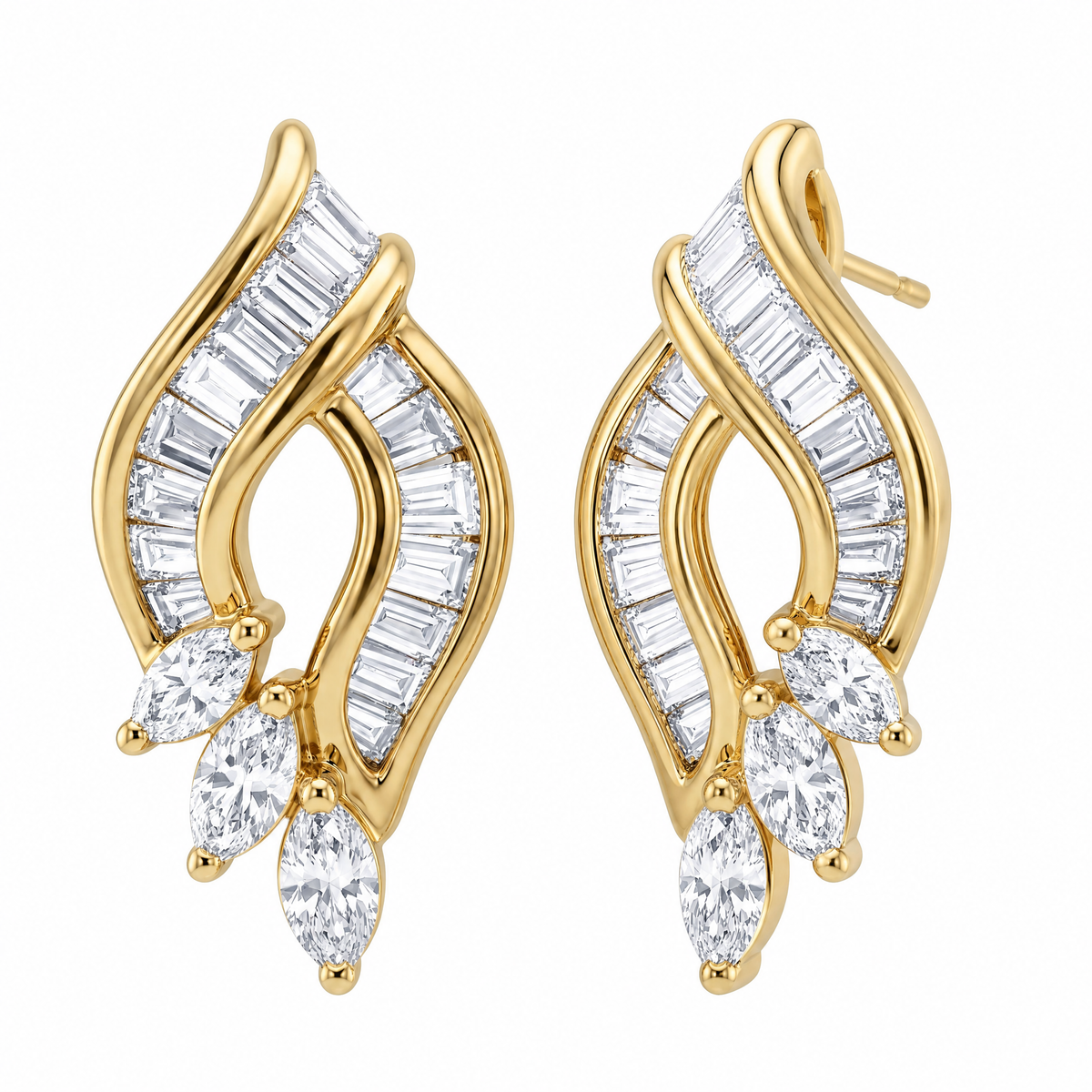 49 Tapered & Marquise Diamond Stud Earrings