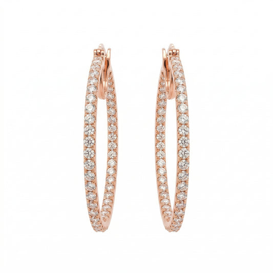 Rose Diamond Hoops