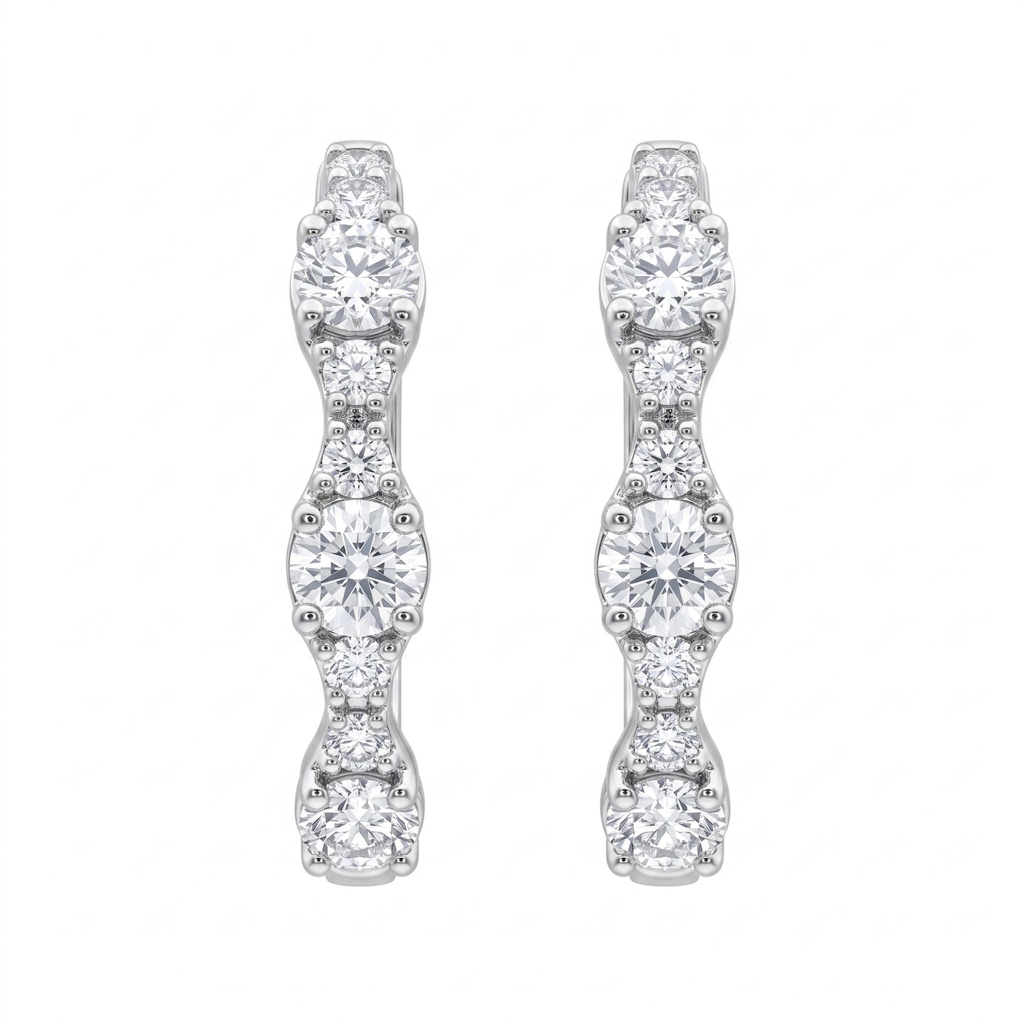 24-Diamond Hoop Earrings - white background view