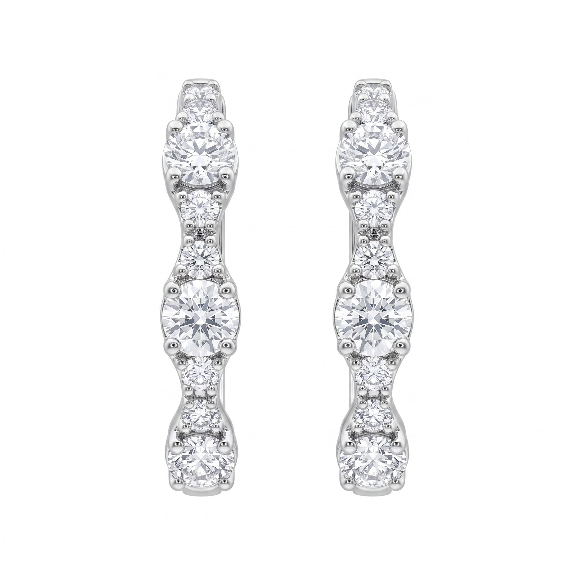 24-Diamond Hoop Earrings - white background view