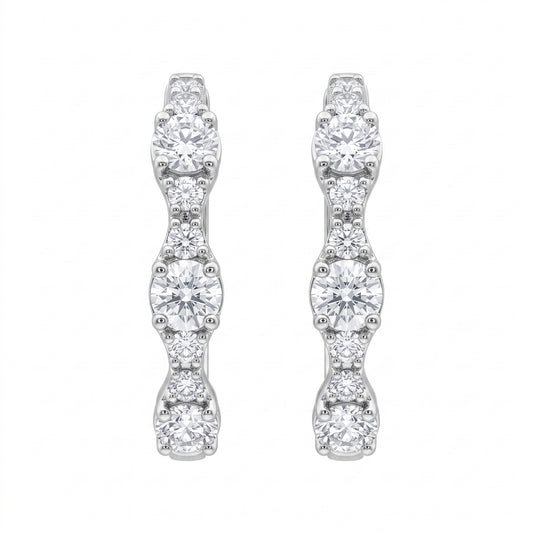 24-Diamond Hoop Earrings - white background view