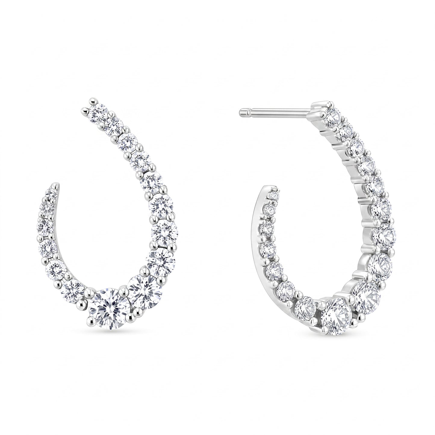 26-Diamond Graduated J-Hoop Earrings