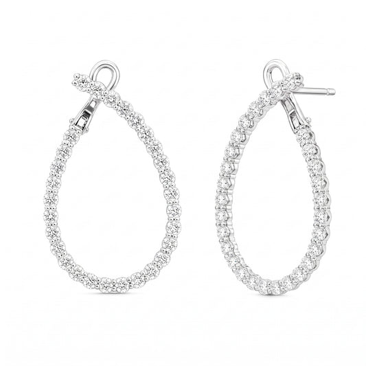 2.76ct Round Diamond Pear-Shaped Hoop Earrings