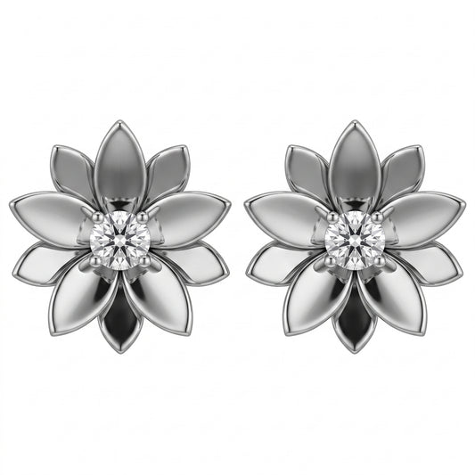 2-Diamond Flower Post Earrings