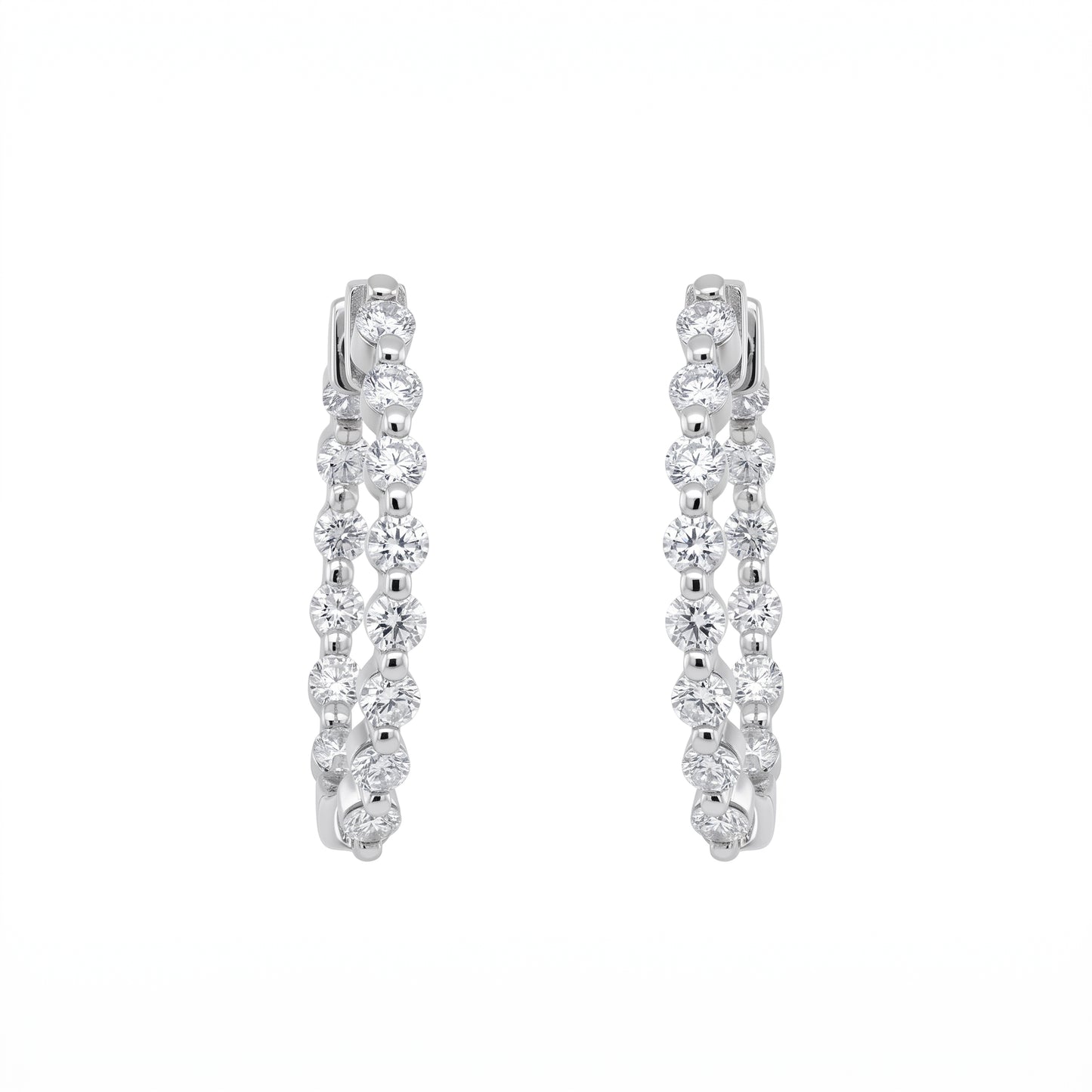 26-Diamond In-and-Out Hoop Earrings - white background view