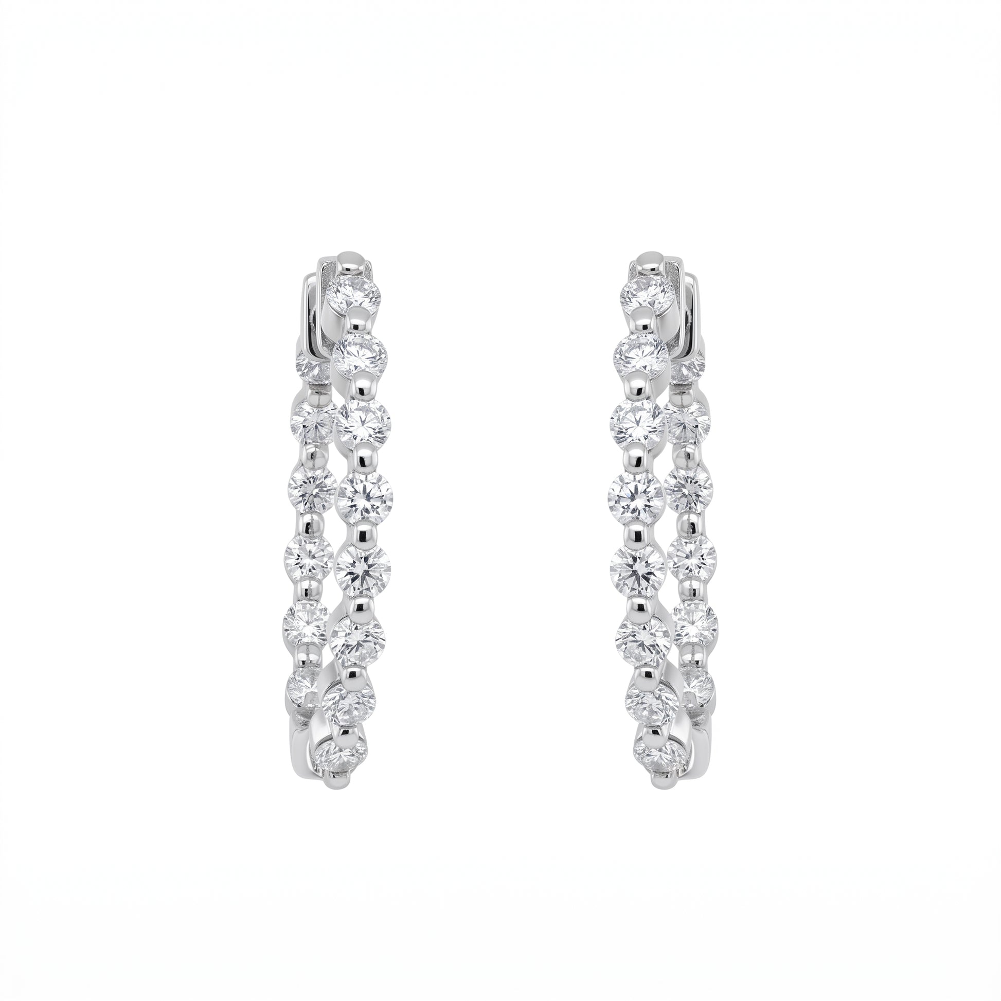 26-Diamond In-and-Out Hoop Earrings - white background view