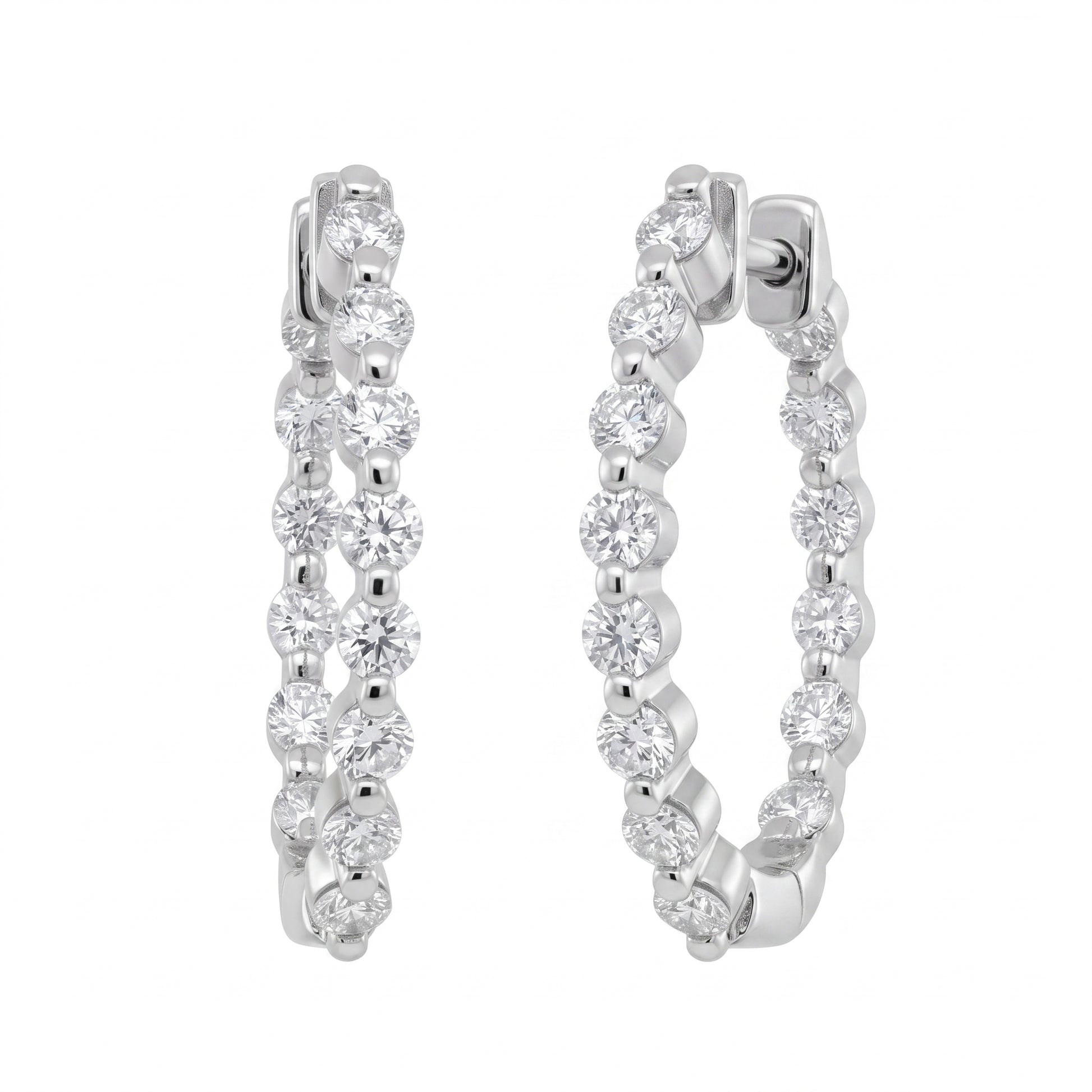 26-Diamond In-and-Out Hoop Earrings - second white background view