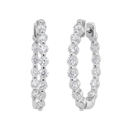 26-Diamond In-and-Out Hoop Earrings - second white background view