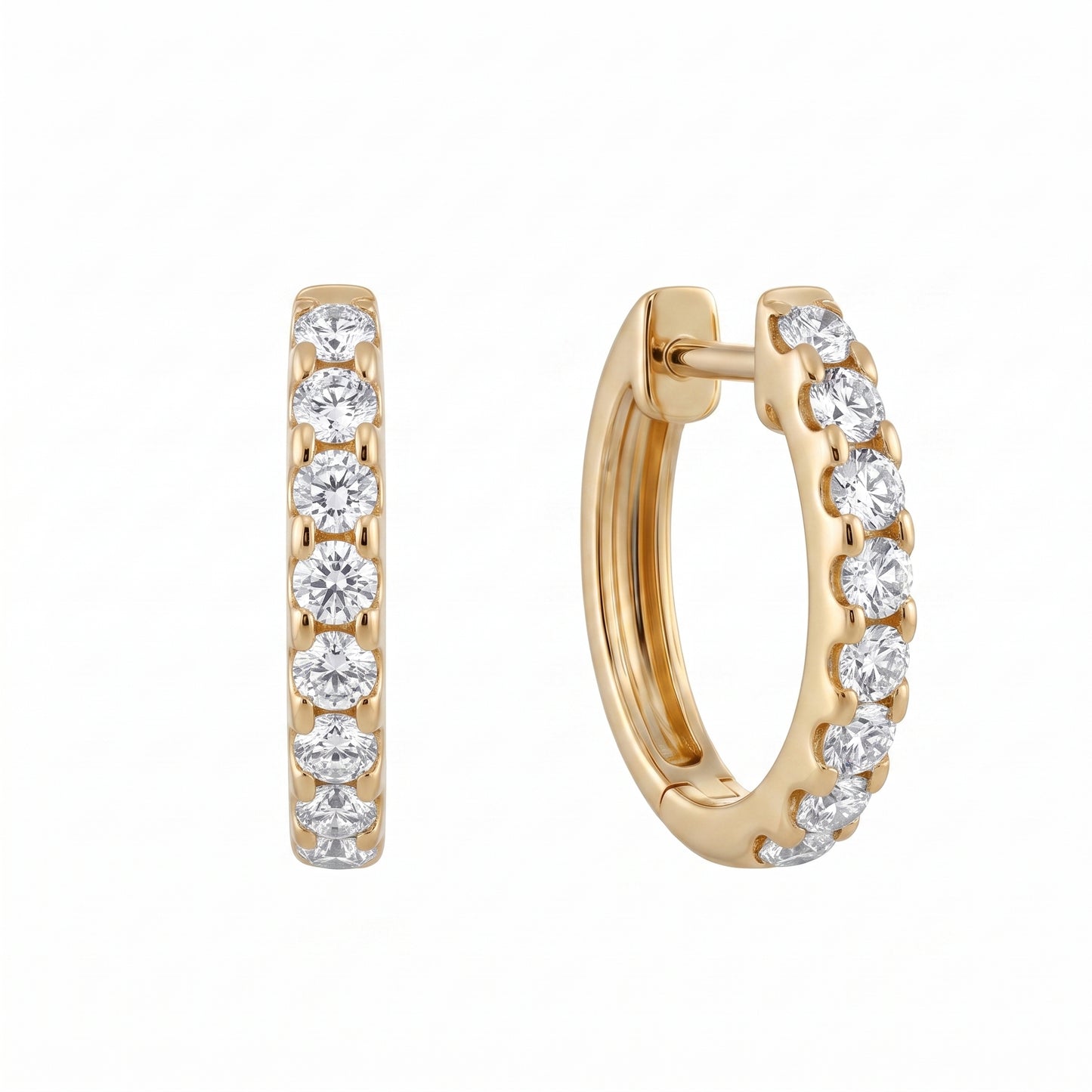 16-Diamond Hoop Earrings - white background detail view