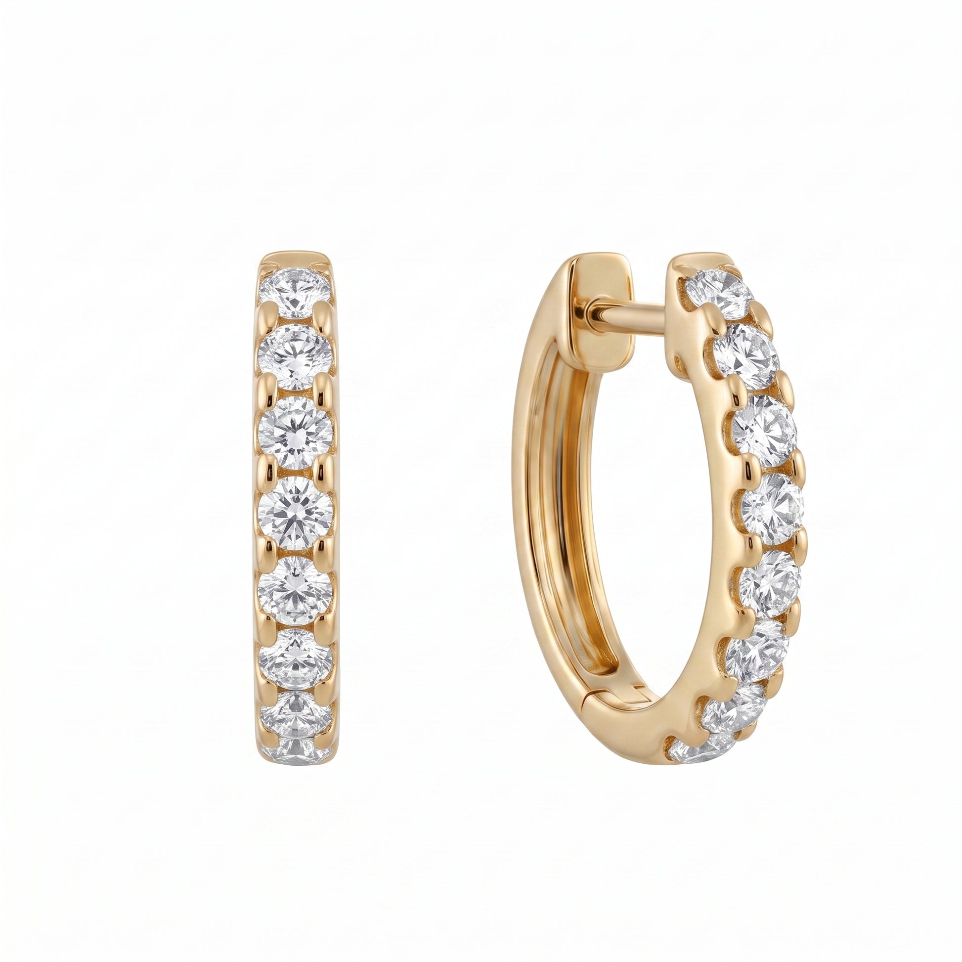 16-Diamond Hoop Earrings - white background detail view