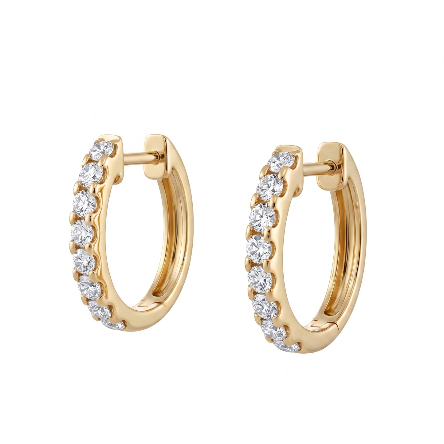 16-Diamond Hoop Earrings - white background view