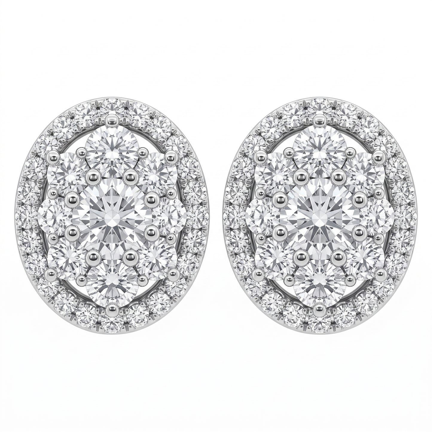 67-Diamond Oval Stud Earrings in 14K white gold - white background hero
